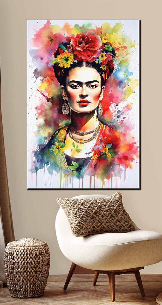 A painting of a woman with flowers in her hair