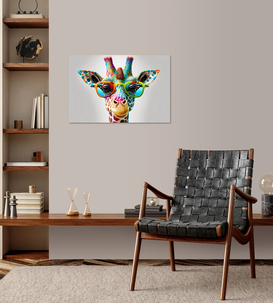 A giraffe wearing glasses A giraffe wearing glasses