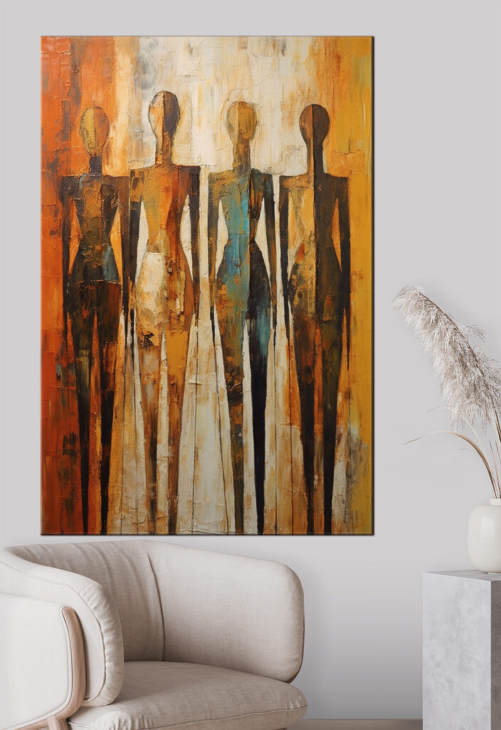 A painting of a group of people A painting of a group of people