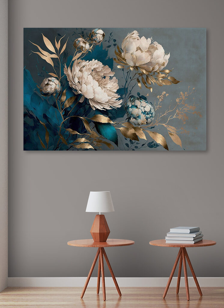 A painting of flowers and leaves A painting of flowers and leaves