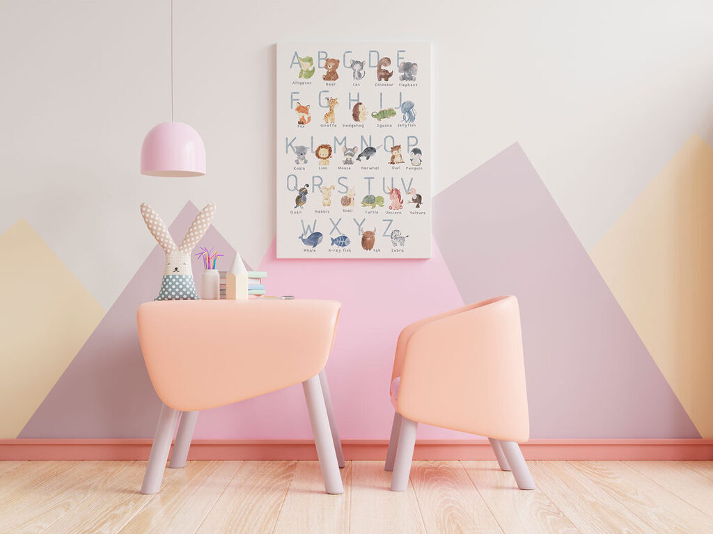 A poster with animals and letters A poster with animals and letters