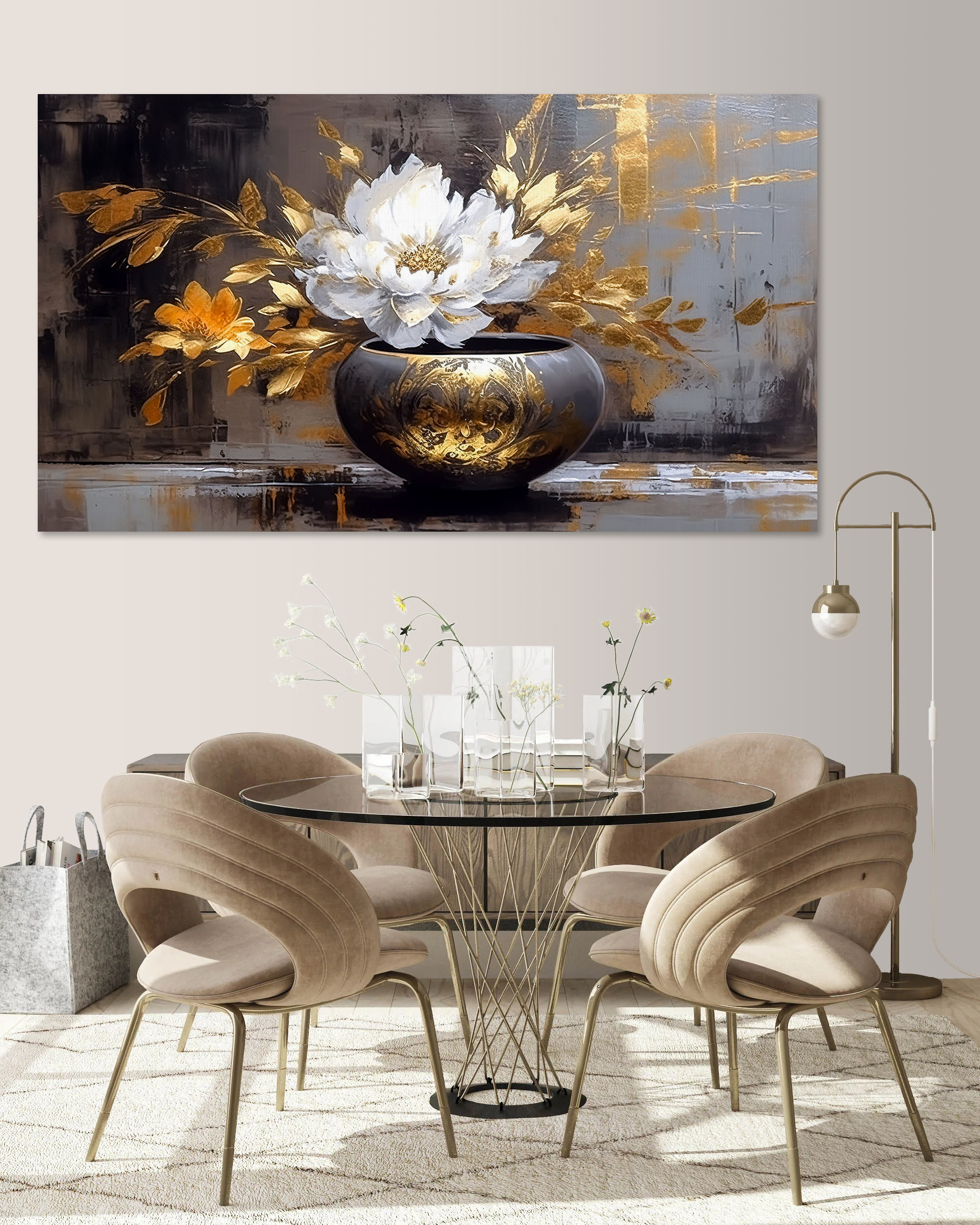 A painting of a flower in a pot A painting of a flower in a pot