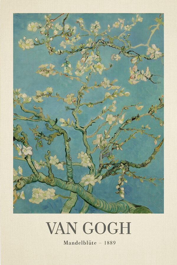 A painting of a tree with white flowers