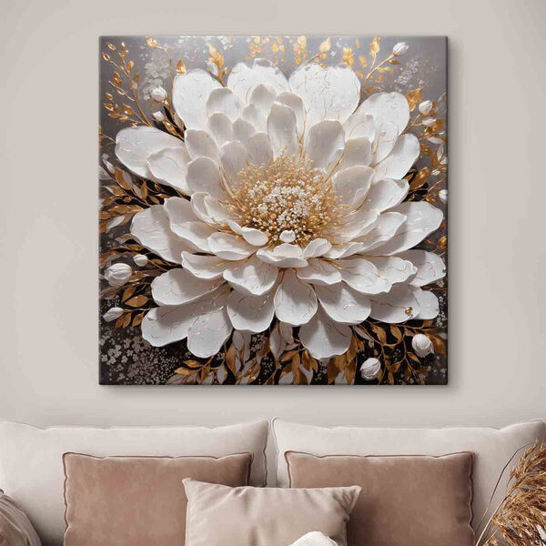 Elegant white flower with metallic accents Elegant white flower with metallic accents