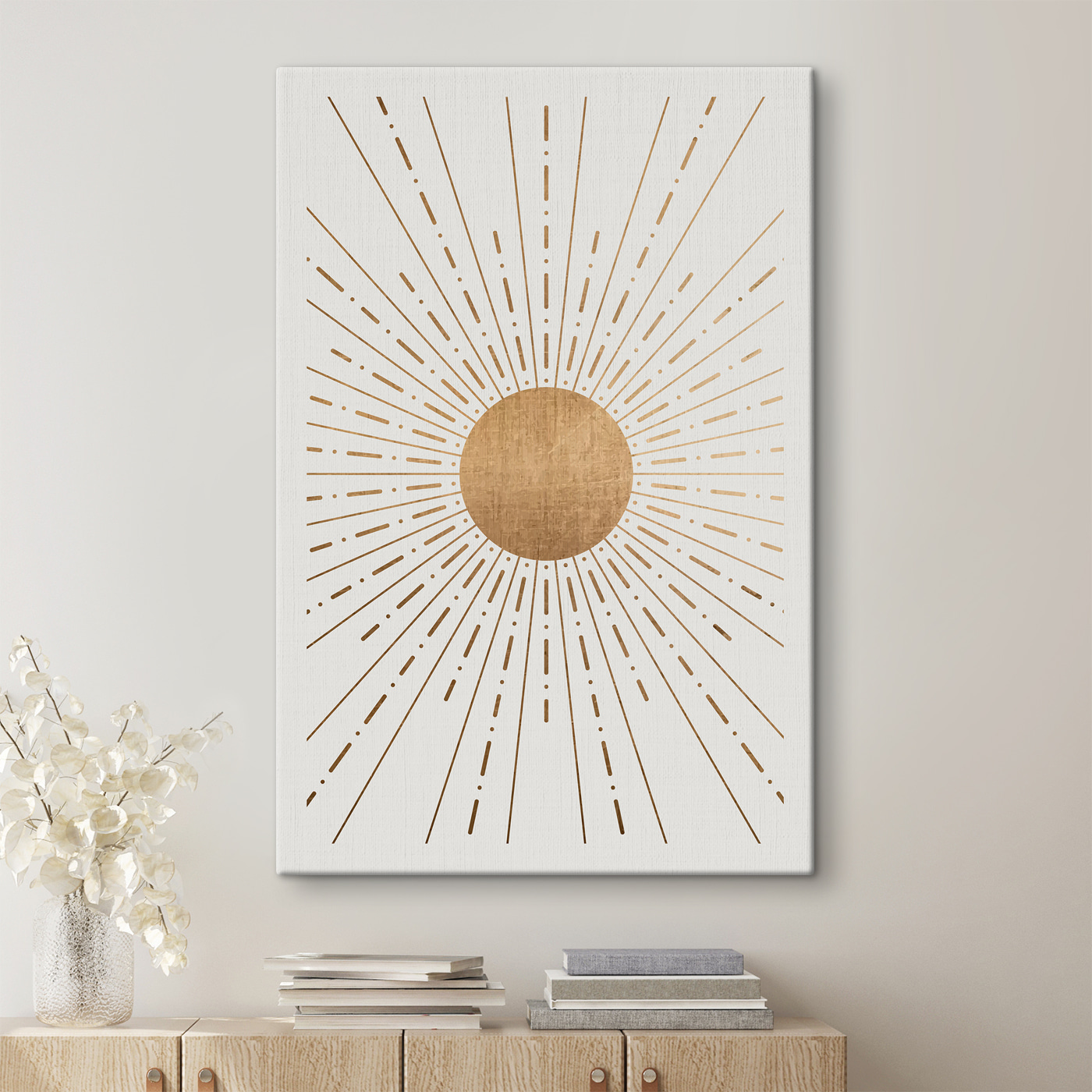 A sun with lines in the center