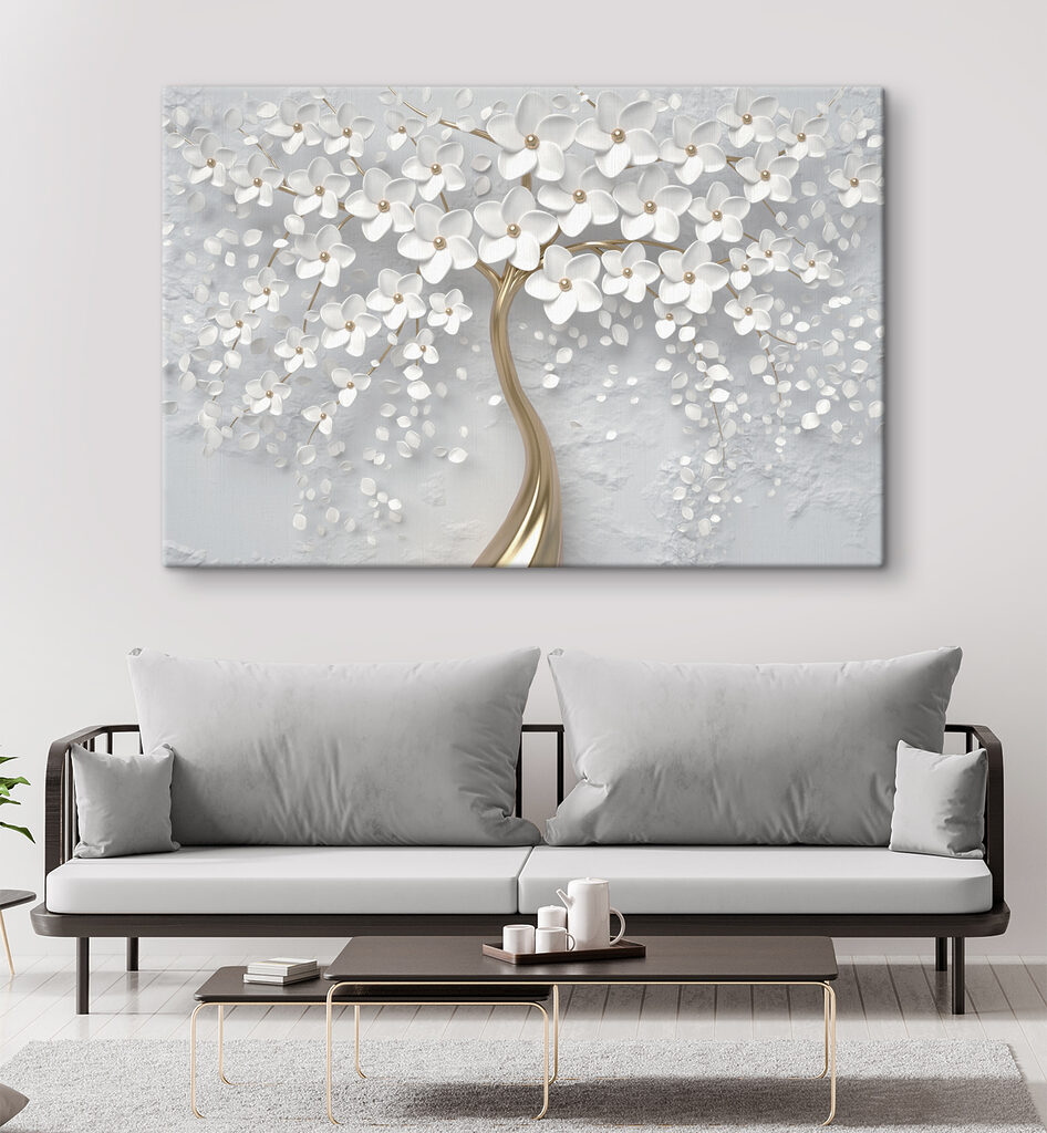 A tree with white flowers and leaves A tree with white flowers and leaves