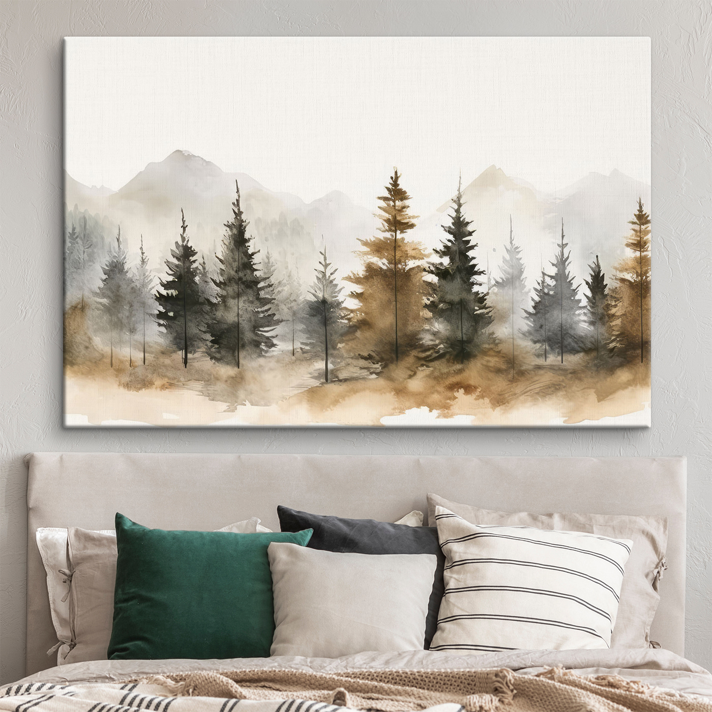 Watercolor of trees and mountains Watercolor of trees and mountains