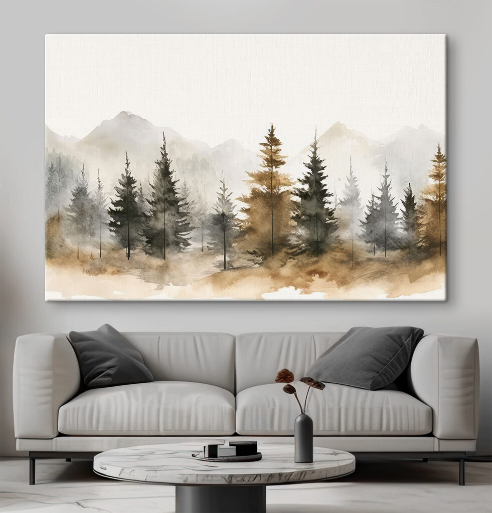 Watercolor of trees and mountains Watercolor of trees and mountains