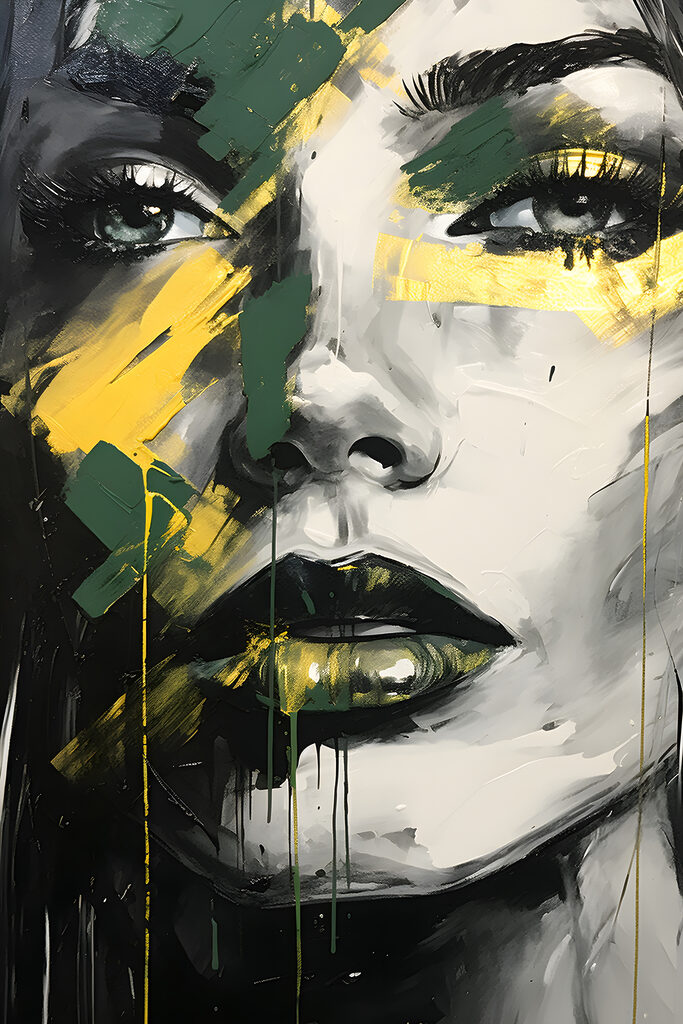 A painting of a woman's face A painting of a woman's face