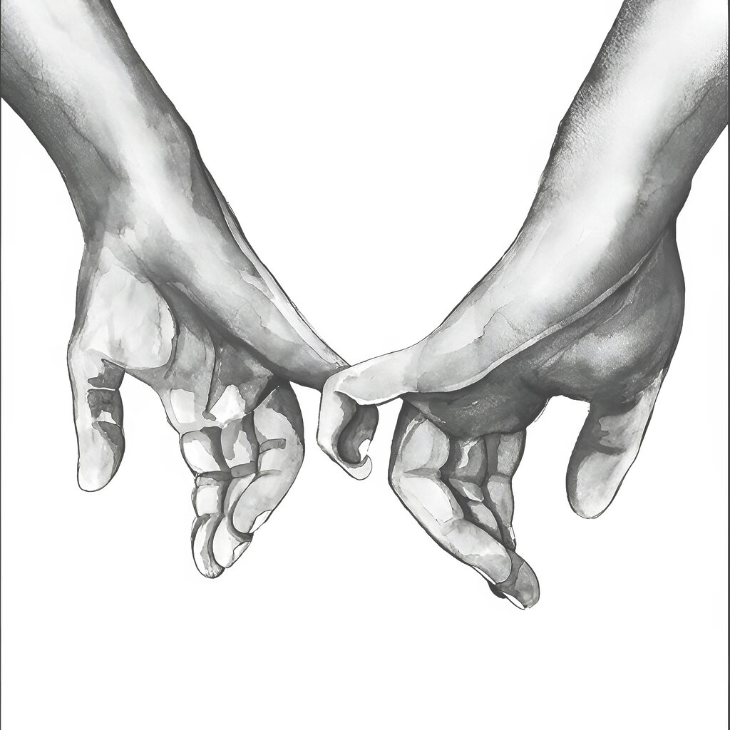 A drawing of two hands holding each other A drawing of two hands holding each other