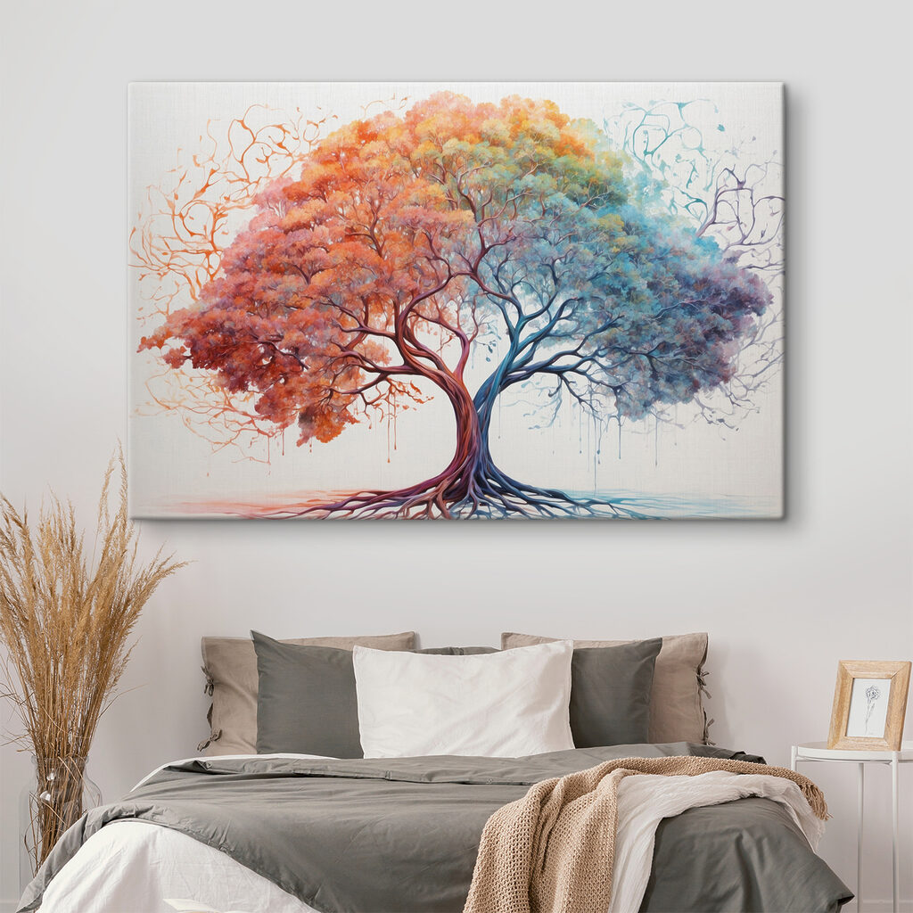 A tree with different colors of leaves