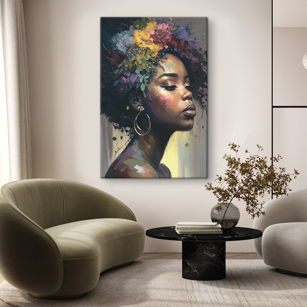 A woman with colorful hair