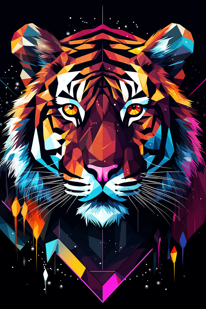 A colorful tiger with white whiskers