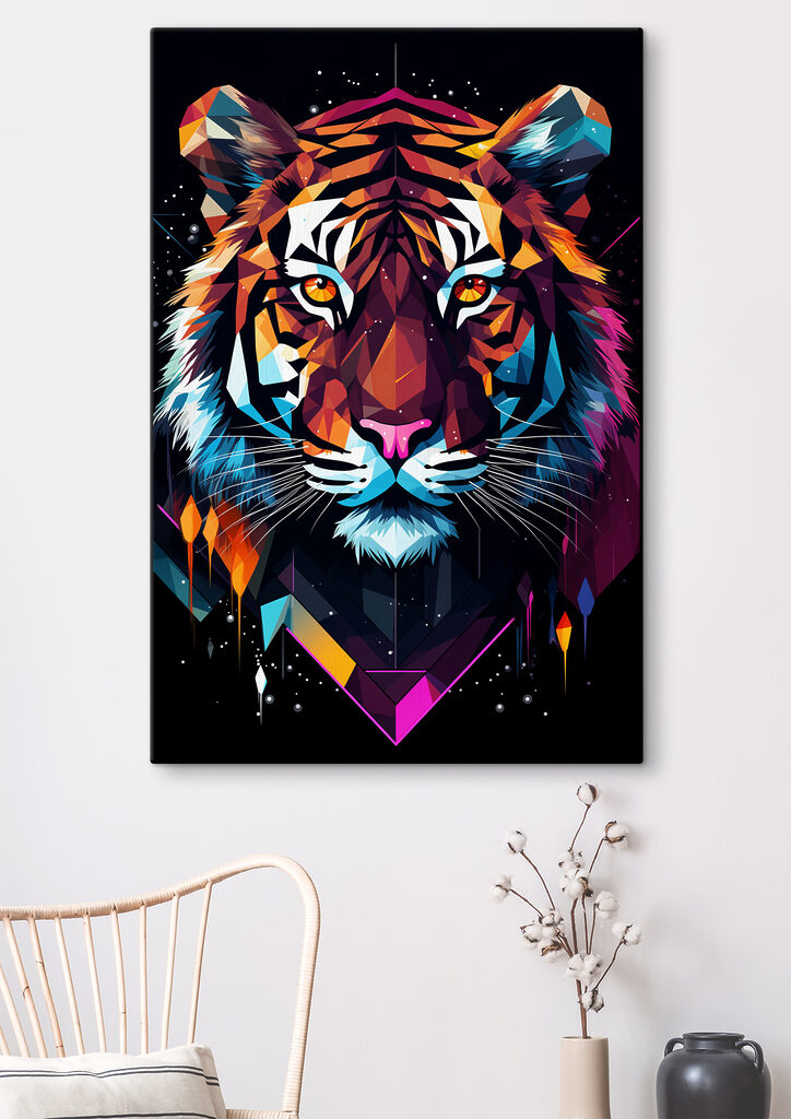 A colorful tiger with white whiskers