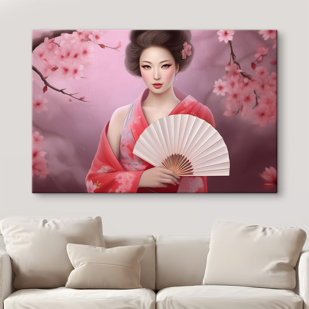 A woman in a kimono holding a fan