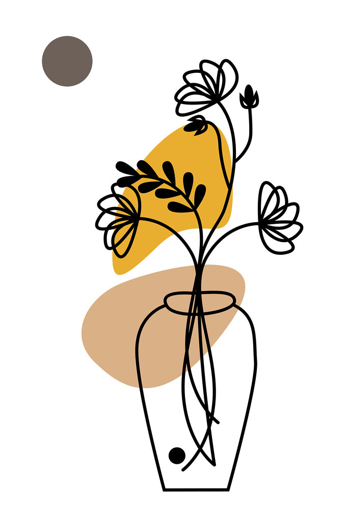 A drawing of a flower in a vase A drawing of a flower in a vase