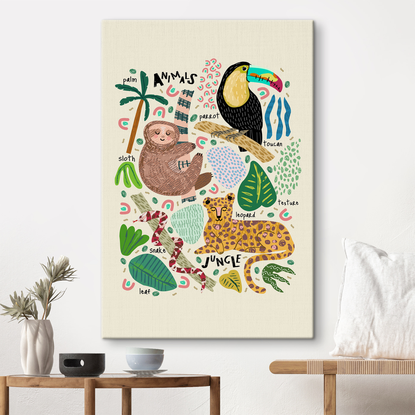 A group of animals and plants