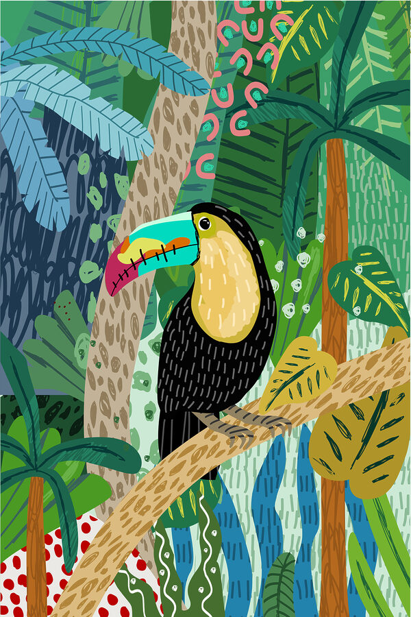 A bird sitting on a tree branch