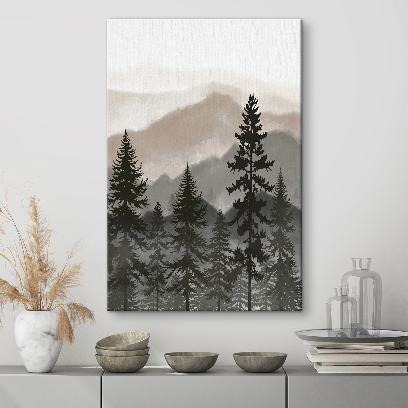 A group of trees in a forest A group of trees in a forest