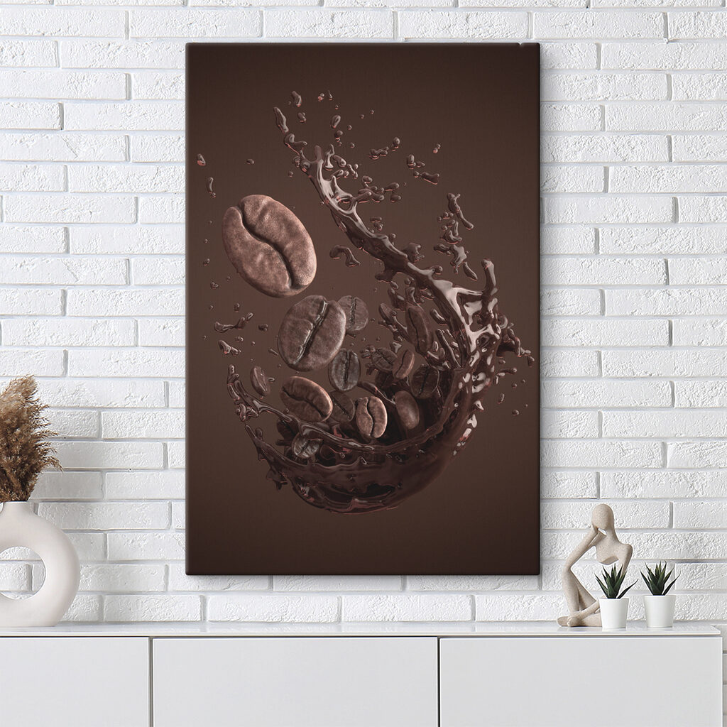 Coffee beans falling into a liquid Coffee beans falling into a liquid