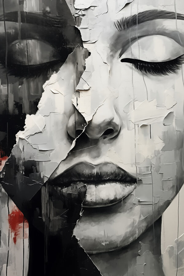 A painting of a woman's face A painting of a woman's face