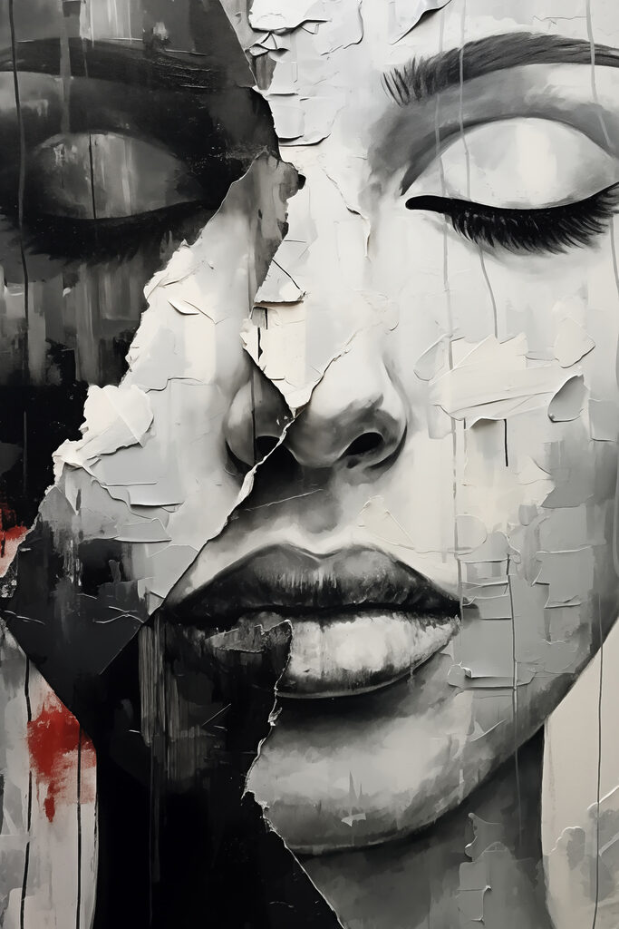 A painting of a woman's face A painting of a woman's face