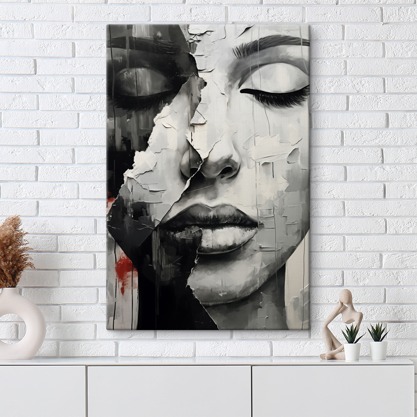 A painting of a woman's face