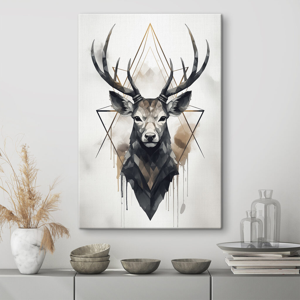 A painting of a deer with antlers