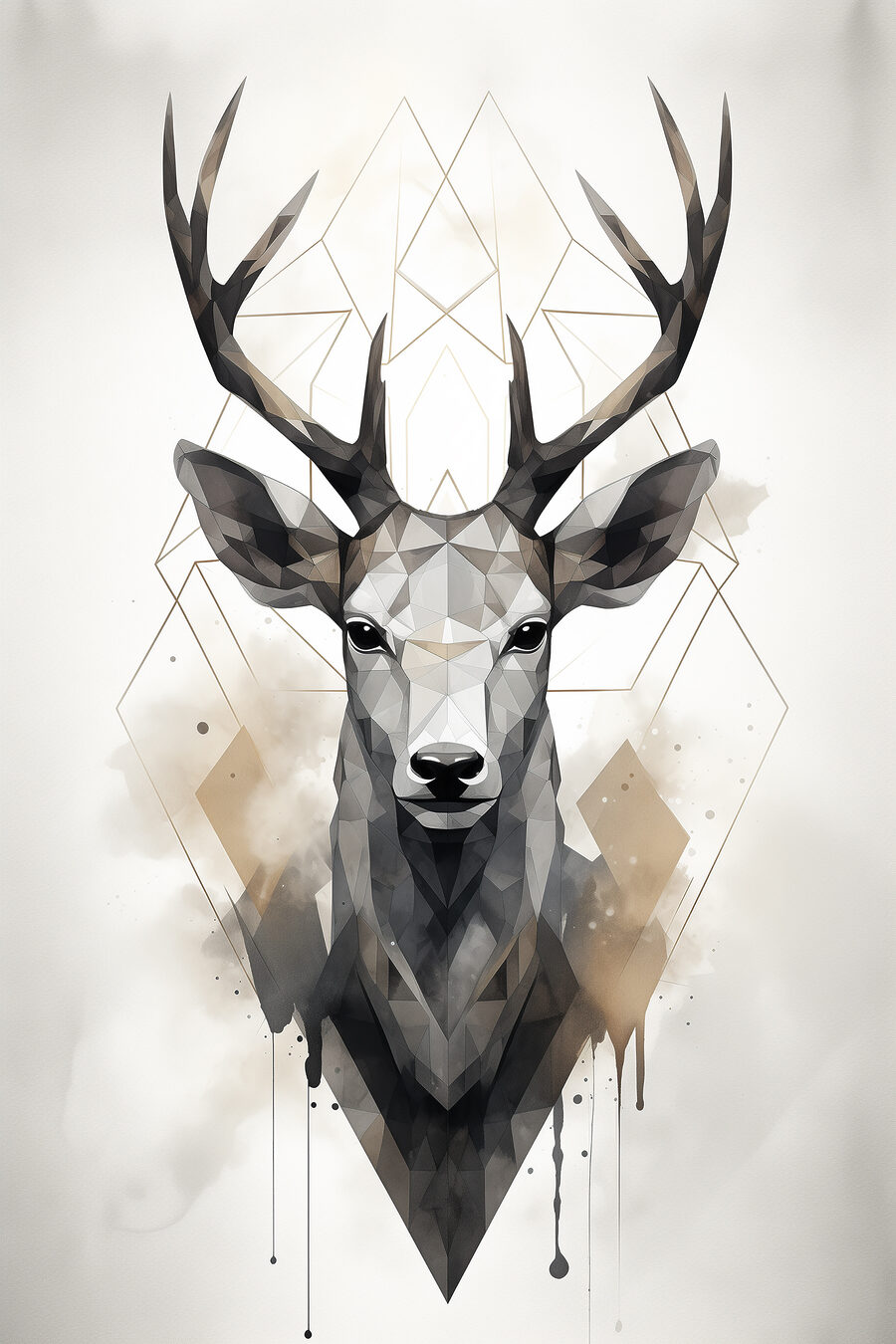 A deer with antlers and a geometric pattern A deer with antlers and a geometric pattern