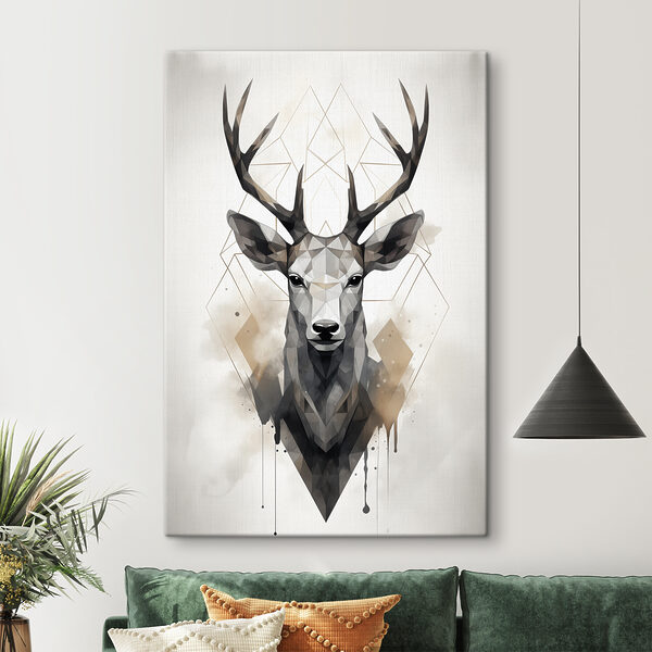 A deer with antlers and a geometric pattern A deer with antlers and a geometric pattern