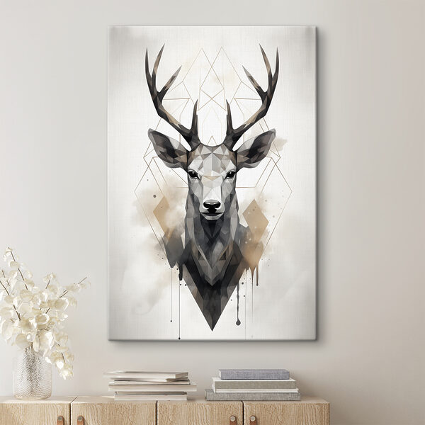 A deer with antlers and a geometric pattern A deer with antlers and a geometric pattern