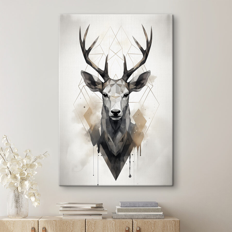 A deer with antlers and a geometric pattern A deer with antlers and a geometric pattern