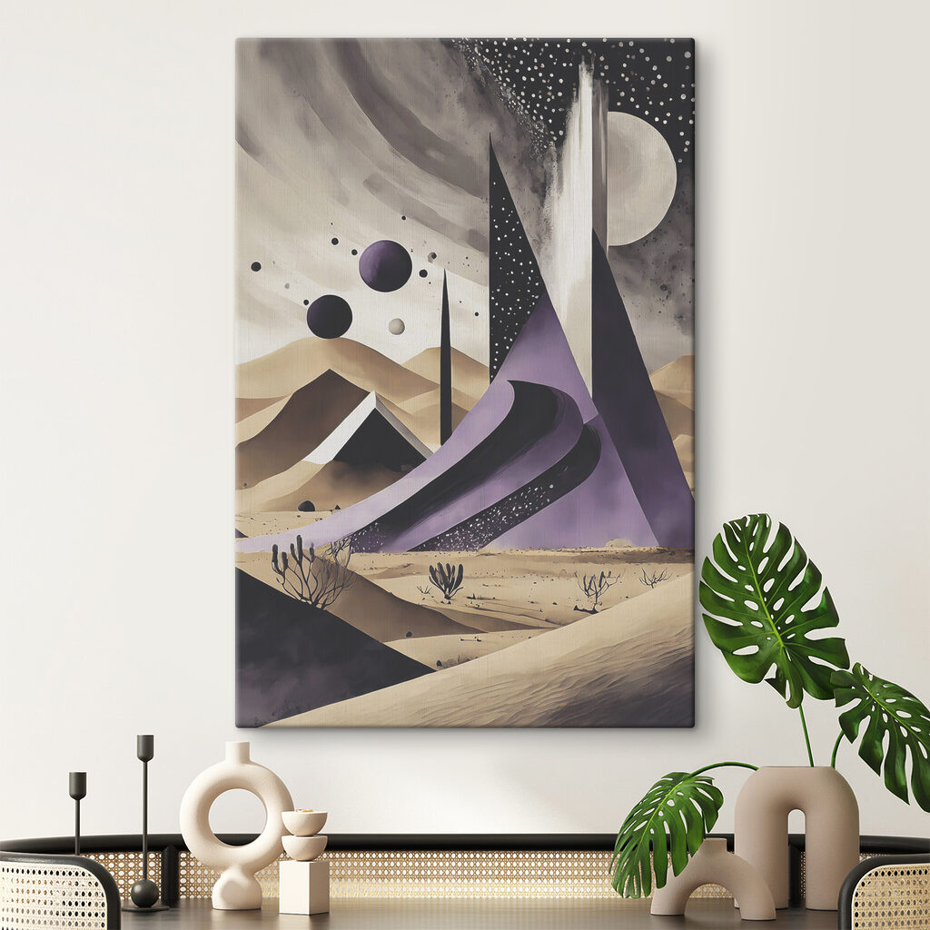 A purple and white desert landscape