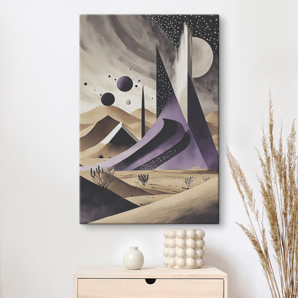 A purple and white desert landscape