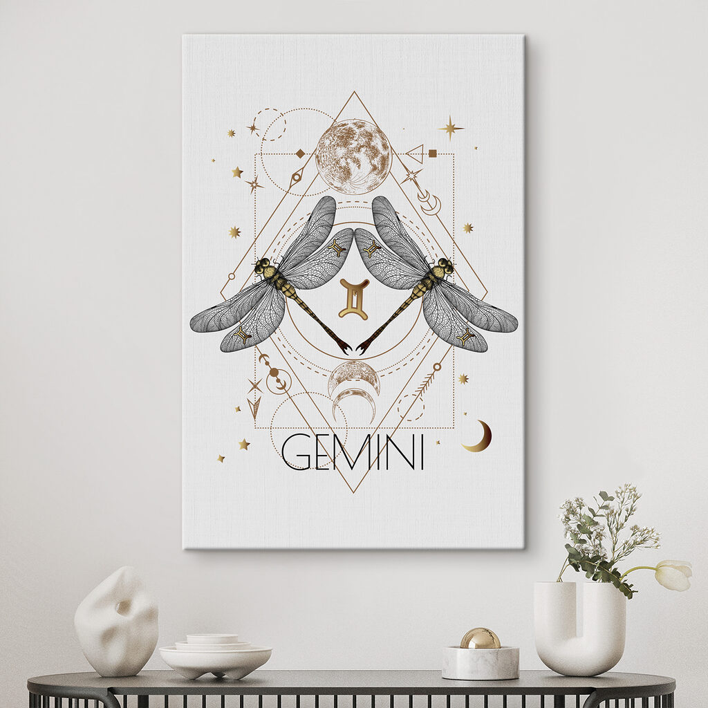 A dragonfly with a moon and stars