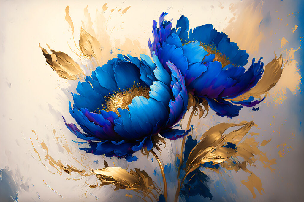 Vibrant Blue Blooms Amid Splashes