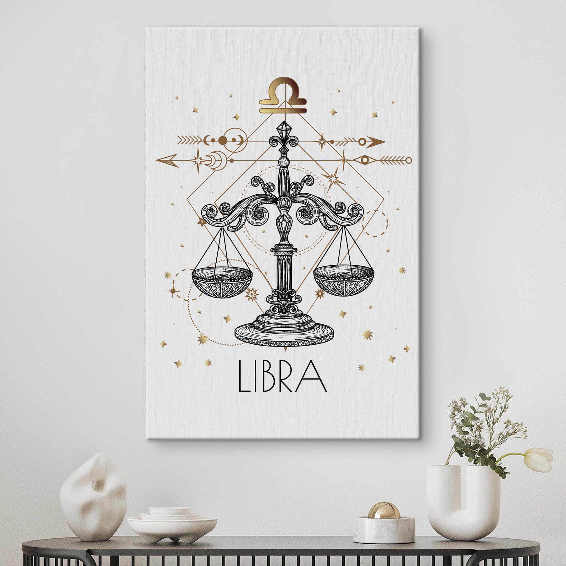 A drawing of a libra zodiac sign