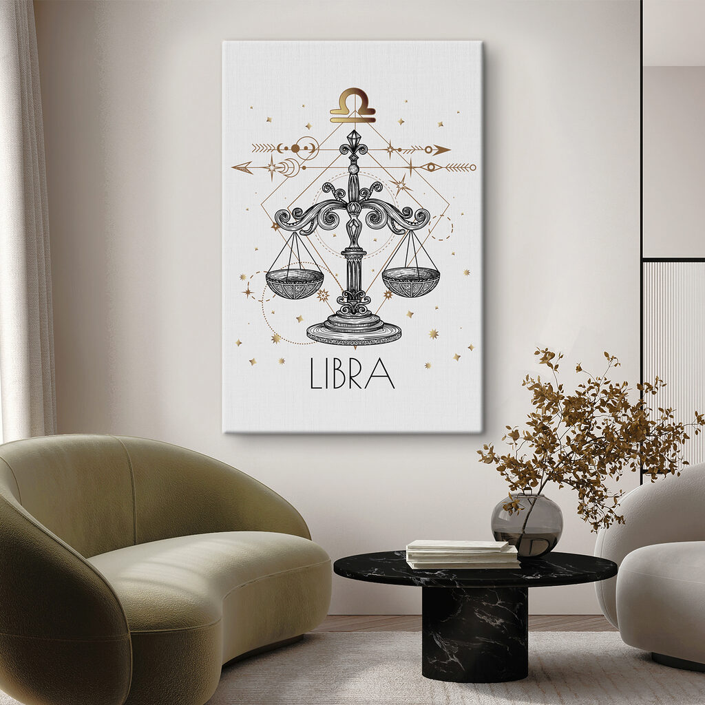A drawing of a libra zodiac sign