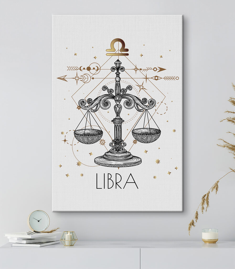 A drawing of a libra zodiac sign
