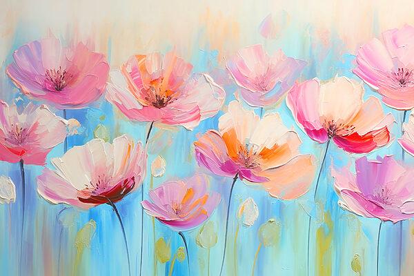 A painting of pink flowers A painting of pink flowers