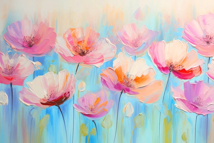 A painting of pink flowers A painting of pink flowers