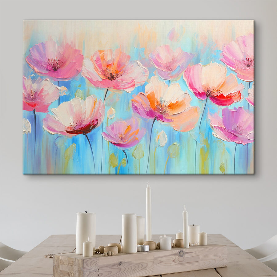 A painting of pink flowers A painting of pink flowers