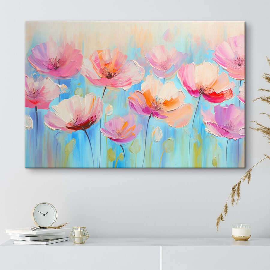 A painting of pink flowers A painting of pink flowers