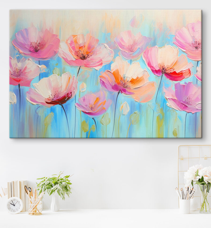 A painting of pink flowers A painting of pink flowers