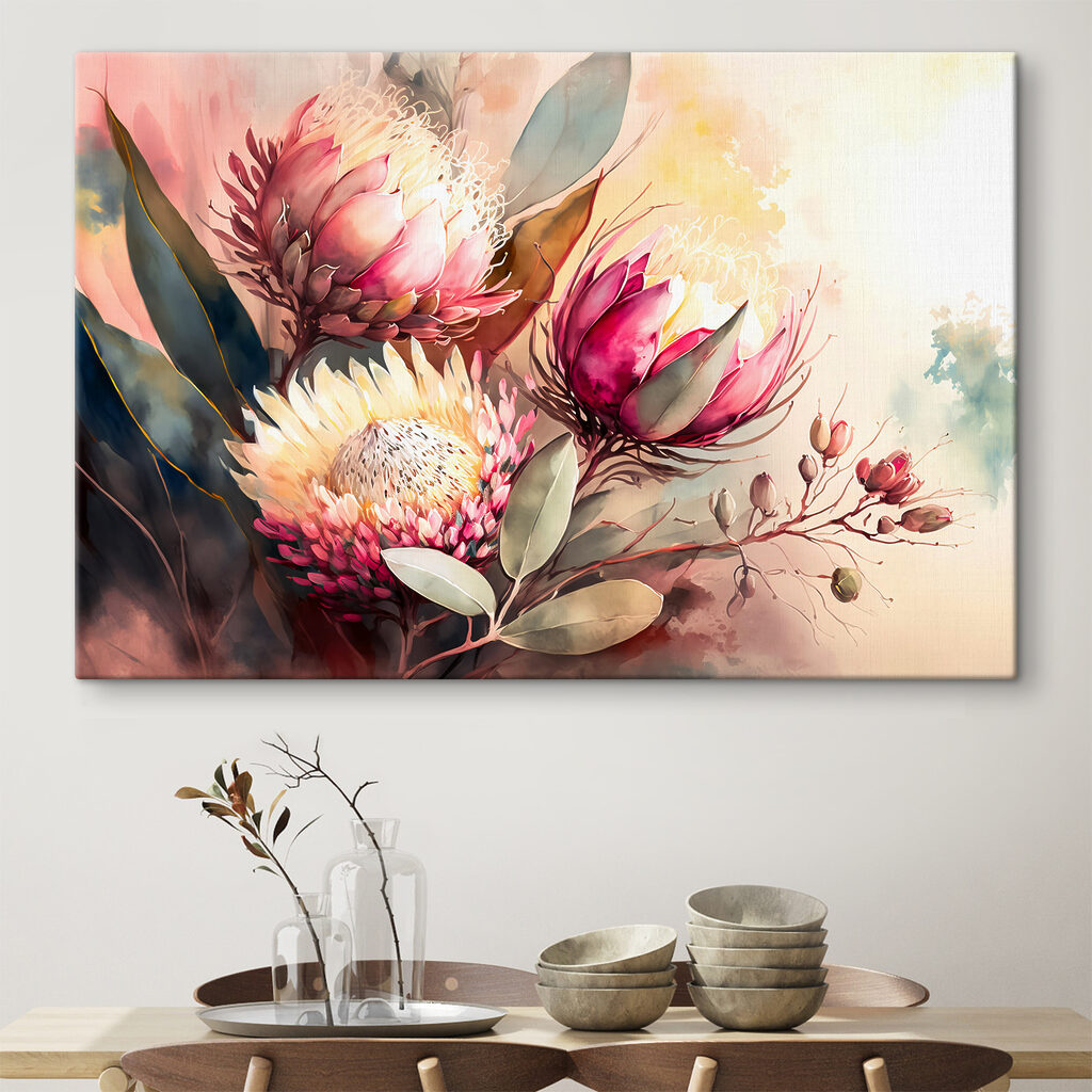 A painting of flowers and leaves A painting of flowers and leaves