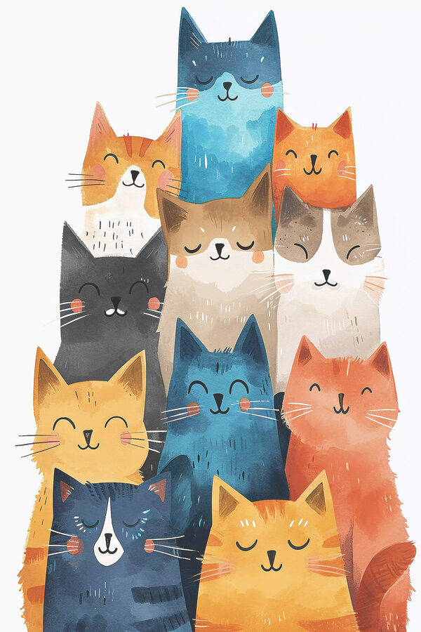 A group of cats with different colors A group of cats with different colors