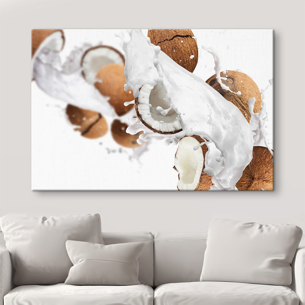 Coconut coconuts and milk splashing