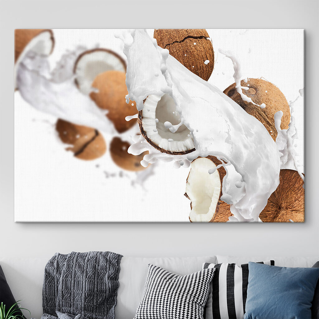 Coconut coconuts and milk splashing