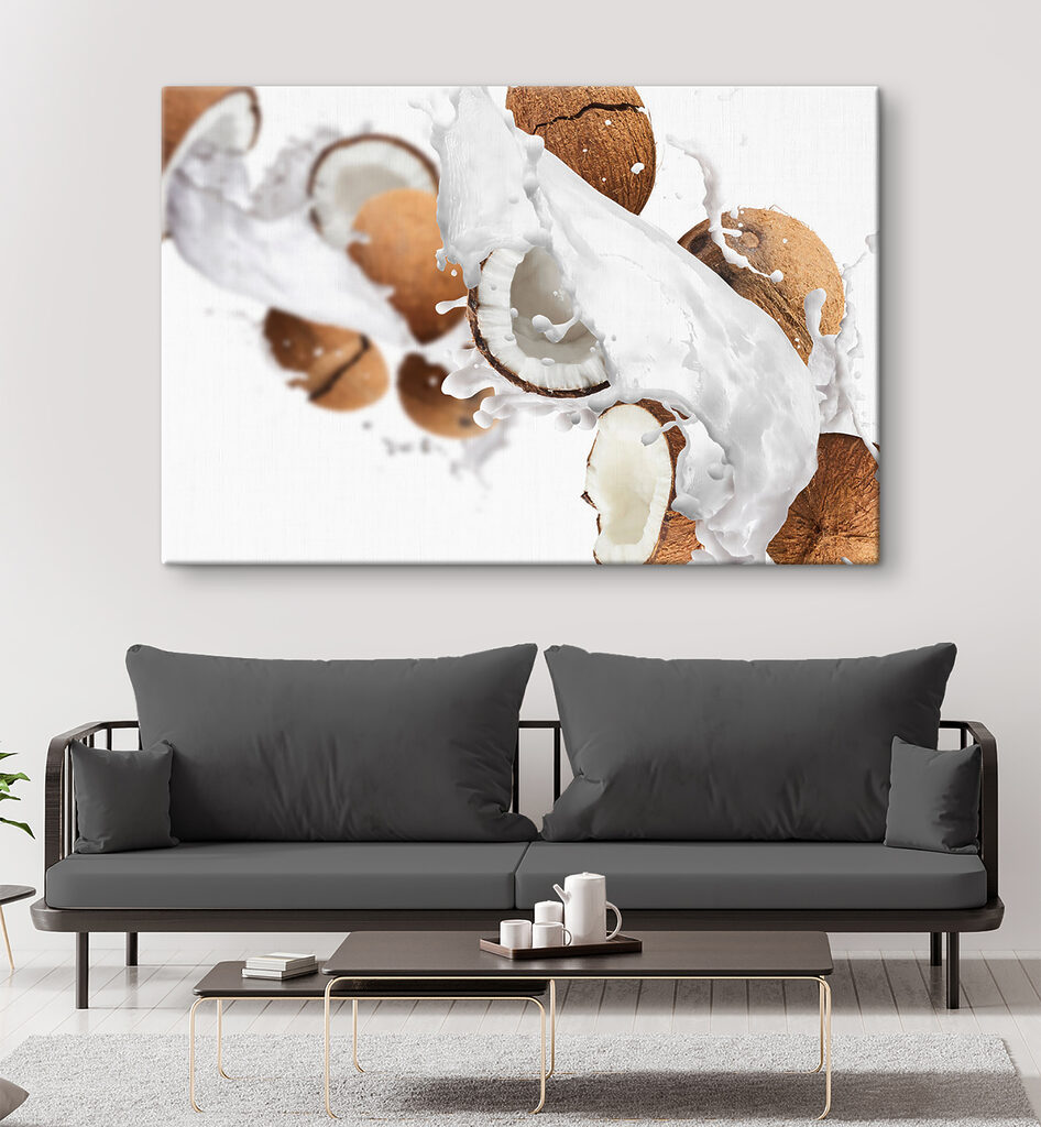 Coconut coconuts and milk splashing