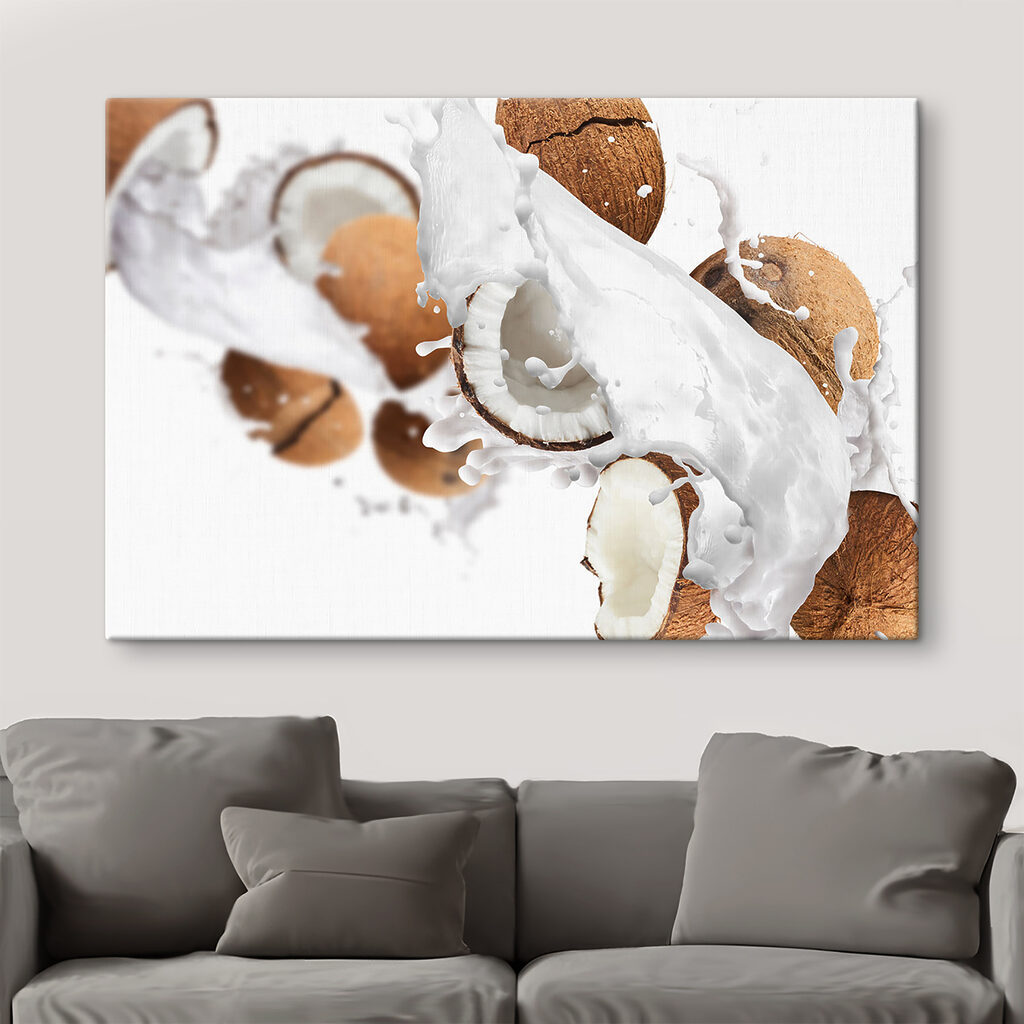 Coconut coconuts and milk splashing